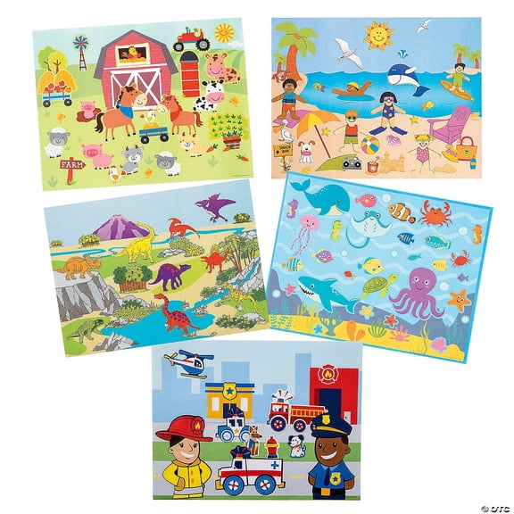 Fun Express Sticker Scene Assortment Kit Large, Bulk 60 Pieces