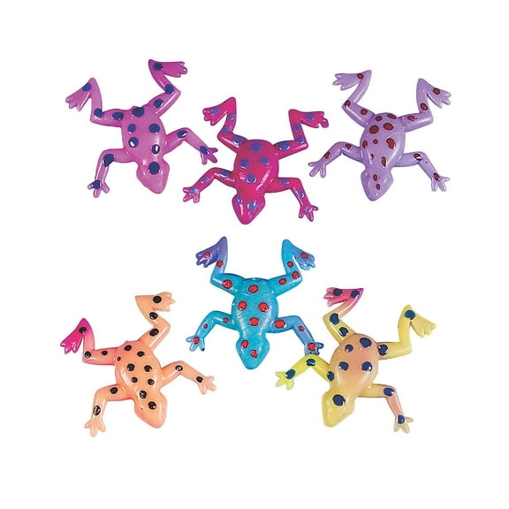 Fun Express Sticky & Stretchy Frogs - Fun Summer Toys for Bouncing Stretching & Sticky Play - Ideal for Parties Playtime Outdoor Fun & Creative Activities - Assorted Colors - 48 Pieces
