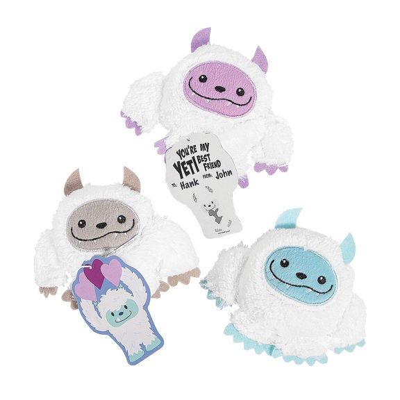 Fun Express Stuffed Yeti Valentine Exchanges with Card for 12
