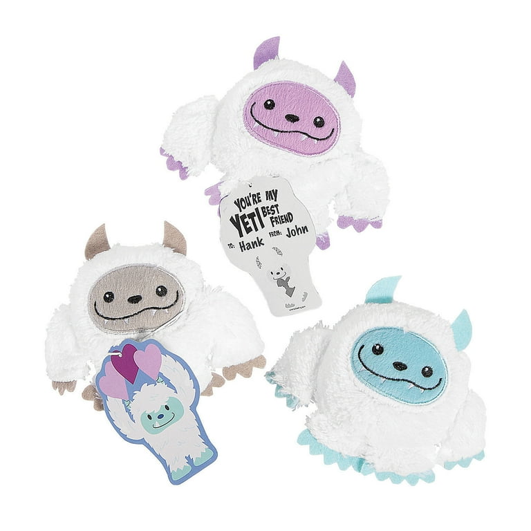 Fun Express Kid's Small Plush Stuffed Yeti Valentine Day Pack of