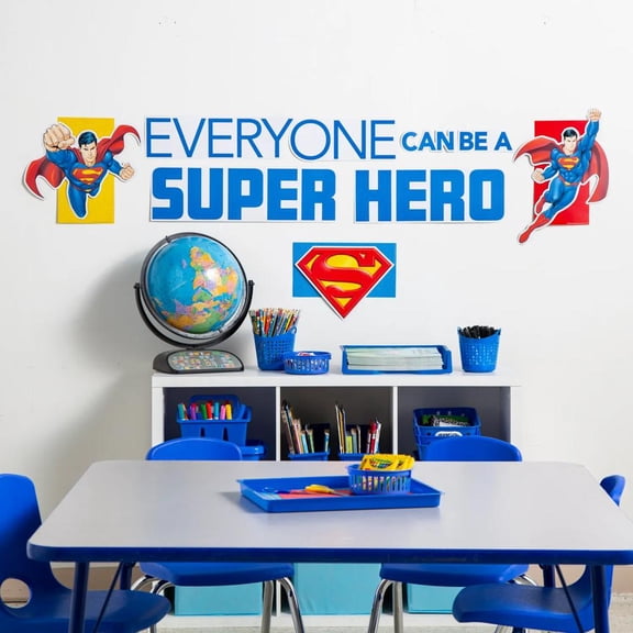 Fun Express Superman Classroom Cutouts Wall Mural Decoration Set 12 Pc.
