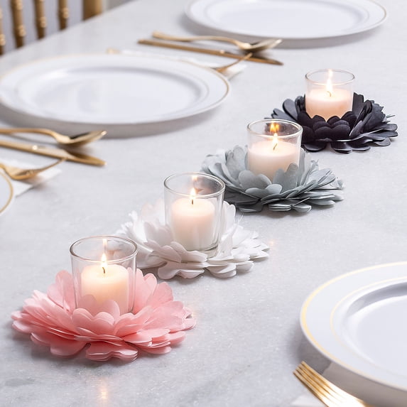Fun Express Tea Light & Votive Candle Holder Tissue Paper Flowers - 12 Pc.