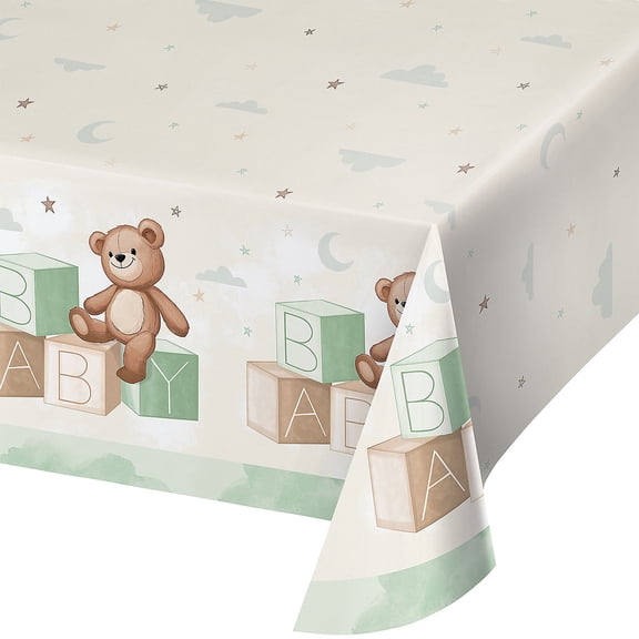 Fun Express Teddy Bear Baby Rectangle Paper Tablecloth