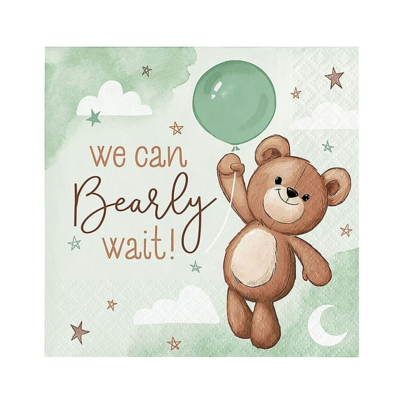 Fun Express Teddy Bear Beverage Napkins - 16 Pc