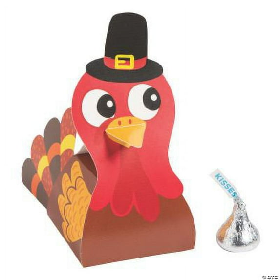 Fun Express Thanksgiving Friends Turkey Treat Containers Christmas Red Paper Gift Boxes, (12 Count) 2.25" x 4.50"