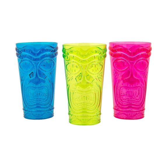 Fun Express Tiki Head Plastic Cups - 12 Pc