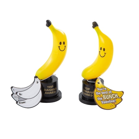 Fun Express Top Banana Award Trophy Valentine Exchanges with Card for 12