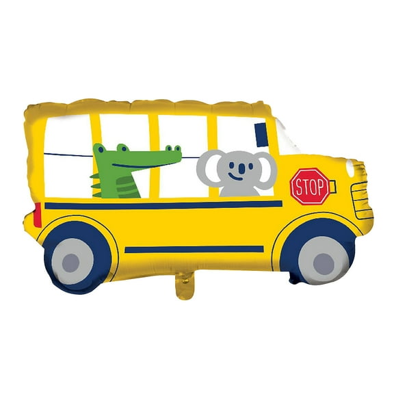 Fun Express Transportation Time Yellow School Bus-Shaped 27 1/2" Mylar Balloon