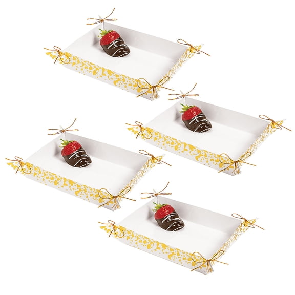 Fun Express Treat Trays with Gold Foil Trim Small - Bulk 12 Pc