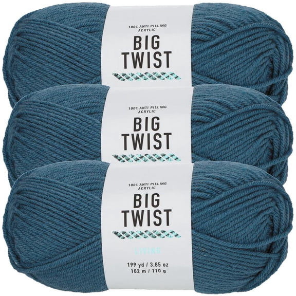 Fun Express Twilight Blue Medium Weight Anti Pilling Acrylic Yarn - 3 Skeins