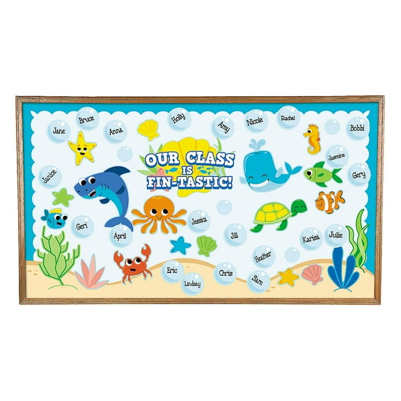 Fun Express Under The Sea Bulletin Board Decorations with 28 Name Cutouts, Multicolor, 71 Count