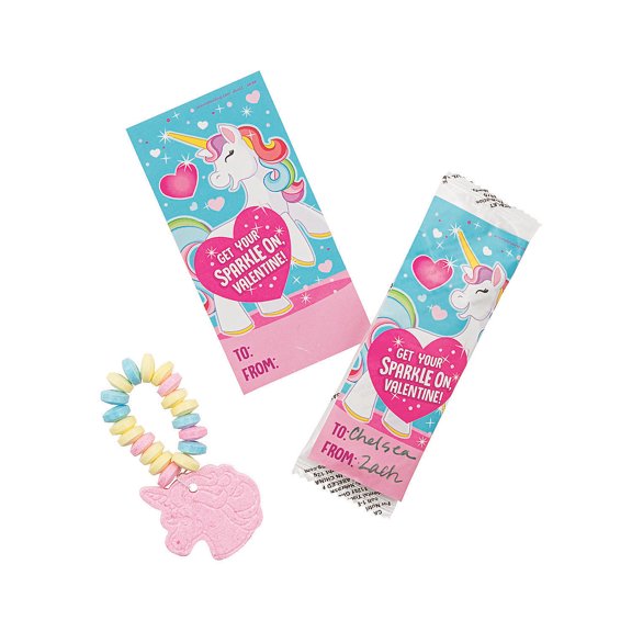 Fun Express Unicorn Candy Bracelets Valentine Exchanges for 12
