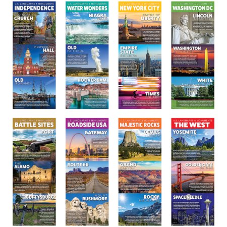 Fun Express United States Landmarks & Monuments Poster Set - 8 Pieces