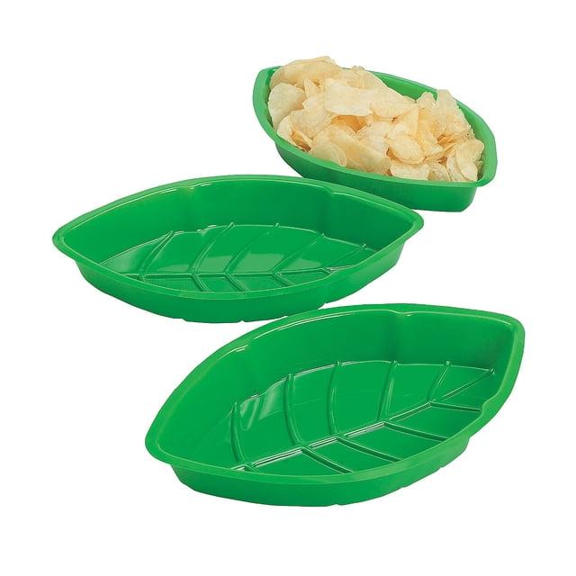 Fun Express - Vacuum Plastic Palm Leaf Serving Trays for Spring - Party ...