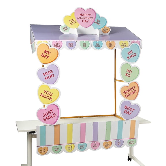 Fun Express Valentine Booth Tabletop Tent Kit Valentine's Day Theme 58 Piece
