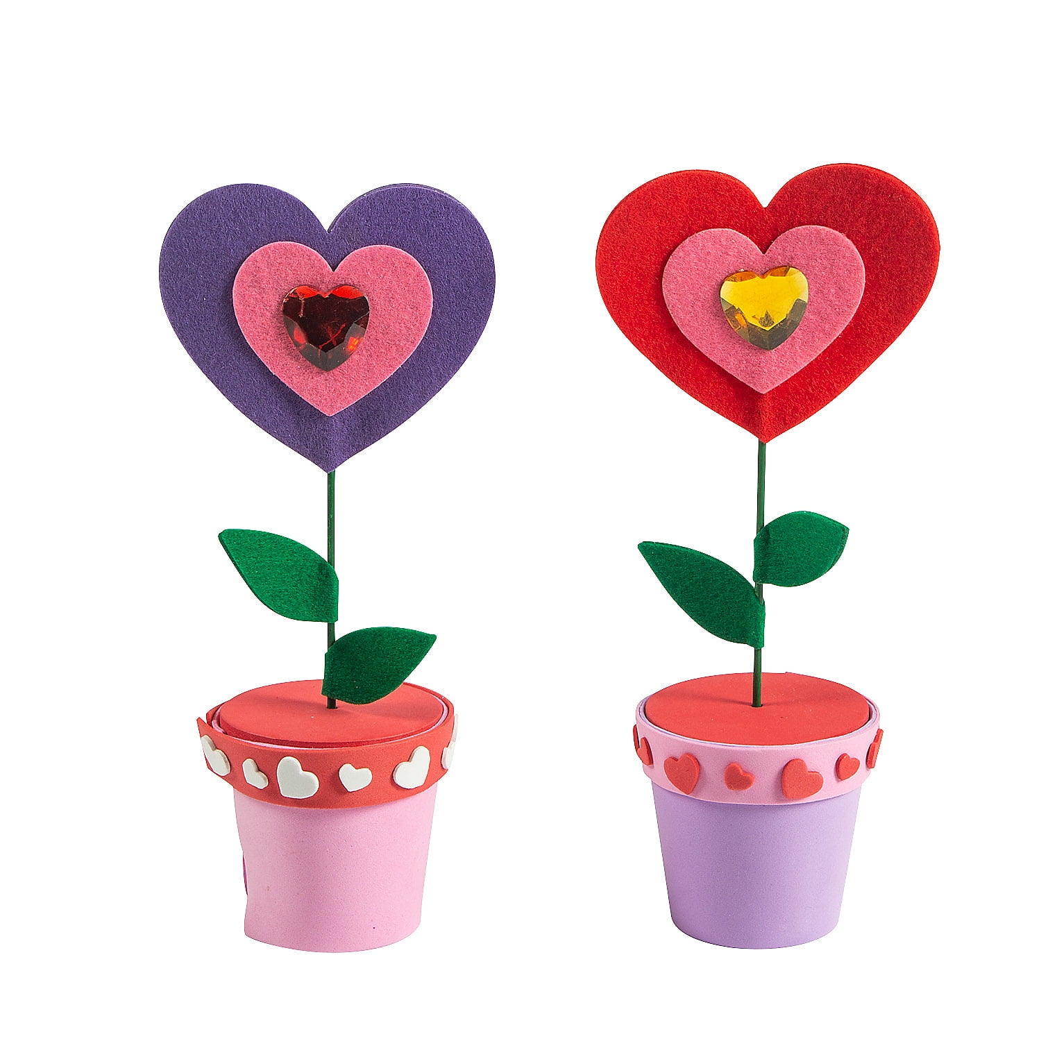 Fun Express Valentines Day Flowerpot Craft Kit, Art and Craft Kit, 6 Pieces