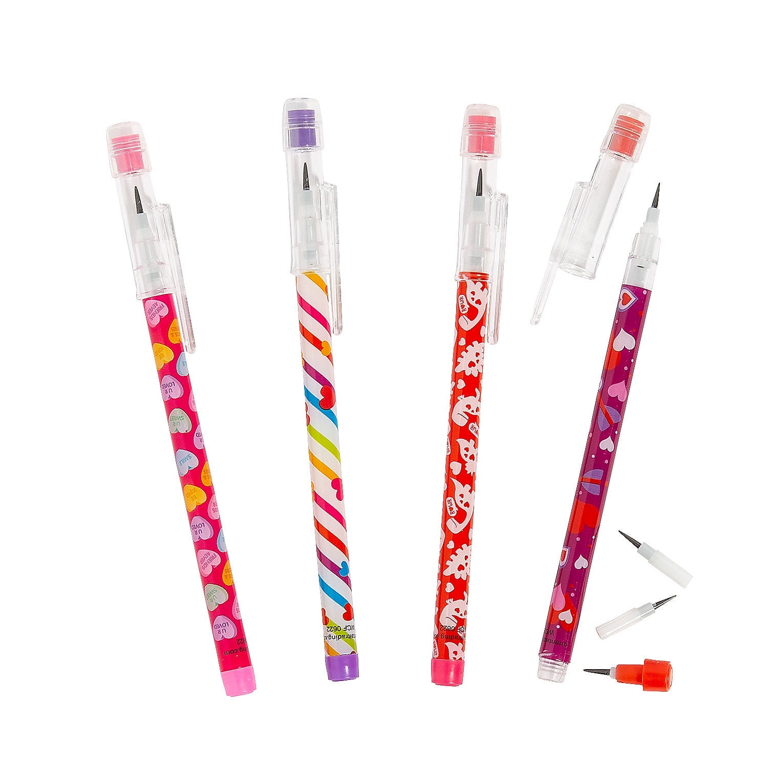 Fun Express Valentine’s Day Stacking Point Pencils - 24 Pc