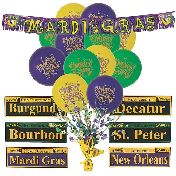 Fun Express Value Mardi Gras Party Decorating Kit - 33 Pc
