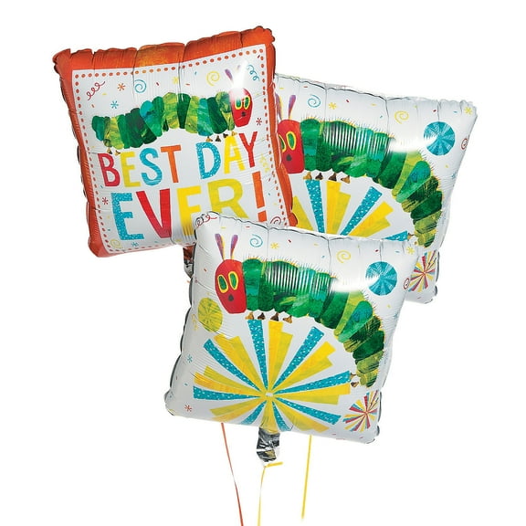 Fun Express Very Hungry Caterpillar Mylar Party Decor Balloons, 3 Pieces, 17 1/2" x 17 1/2"