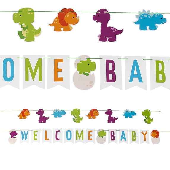Fun Express Welcome Baby Little Dino Garland Set - 2 Pc