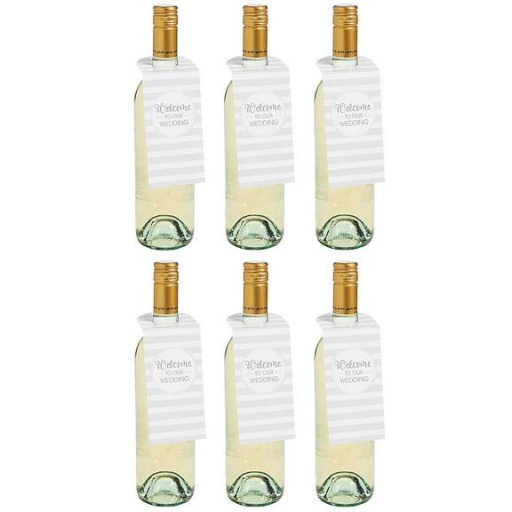 Fun Express Welcome to Our Wedding Cardstock Bottle Hang Tags 2 3/4" x 7 3/4" - Bulk 48 Pc