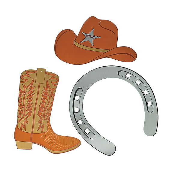 Fun Express Western Cardboard Cutout Assortment - Western Party Decor for Themed Events Celebrations Photo Booths and More - Ideal for Birthdays Gatherings and Special Occasions - 12 Pieces