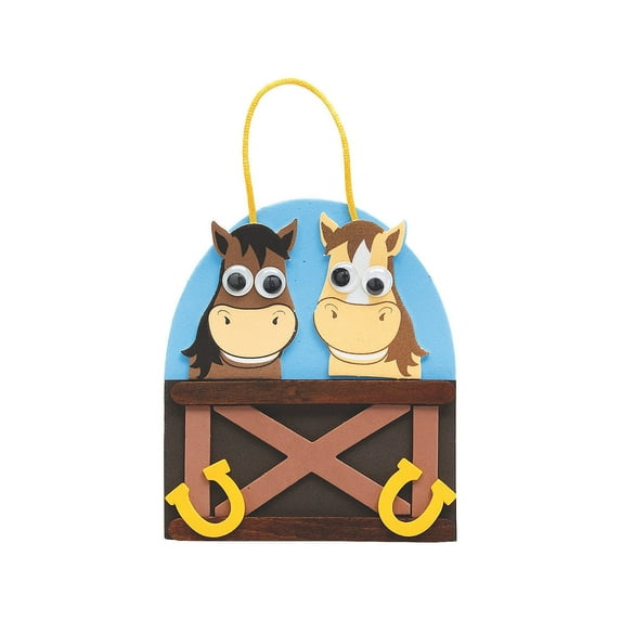 Fun Express Western Horse Ornament Craft Kit - Create 12 Colorful Western-Themed Ornaments Perfect for Birthday Parties Crafting Fun Party Favors and Special Occasions Kids Multicolor - 12 Pieces
