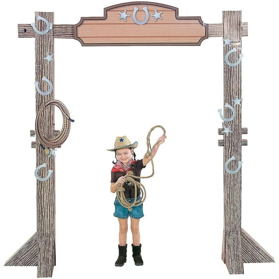 Fun Express Western Ranch Entry Arch & Cowboy Party Decor Set – 6 ft Tall Arch with 13 Additional Cutouts for Western Themed Parties Events Celebrations – Cowboy-Themed Weddings Birthdays – 14 Pieces