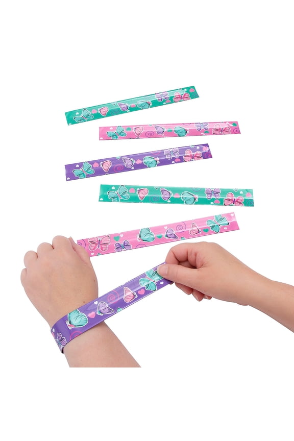 Whimsical Butterfly Slap Bracelets - 12 Pc