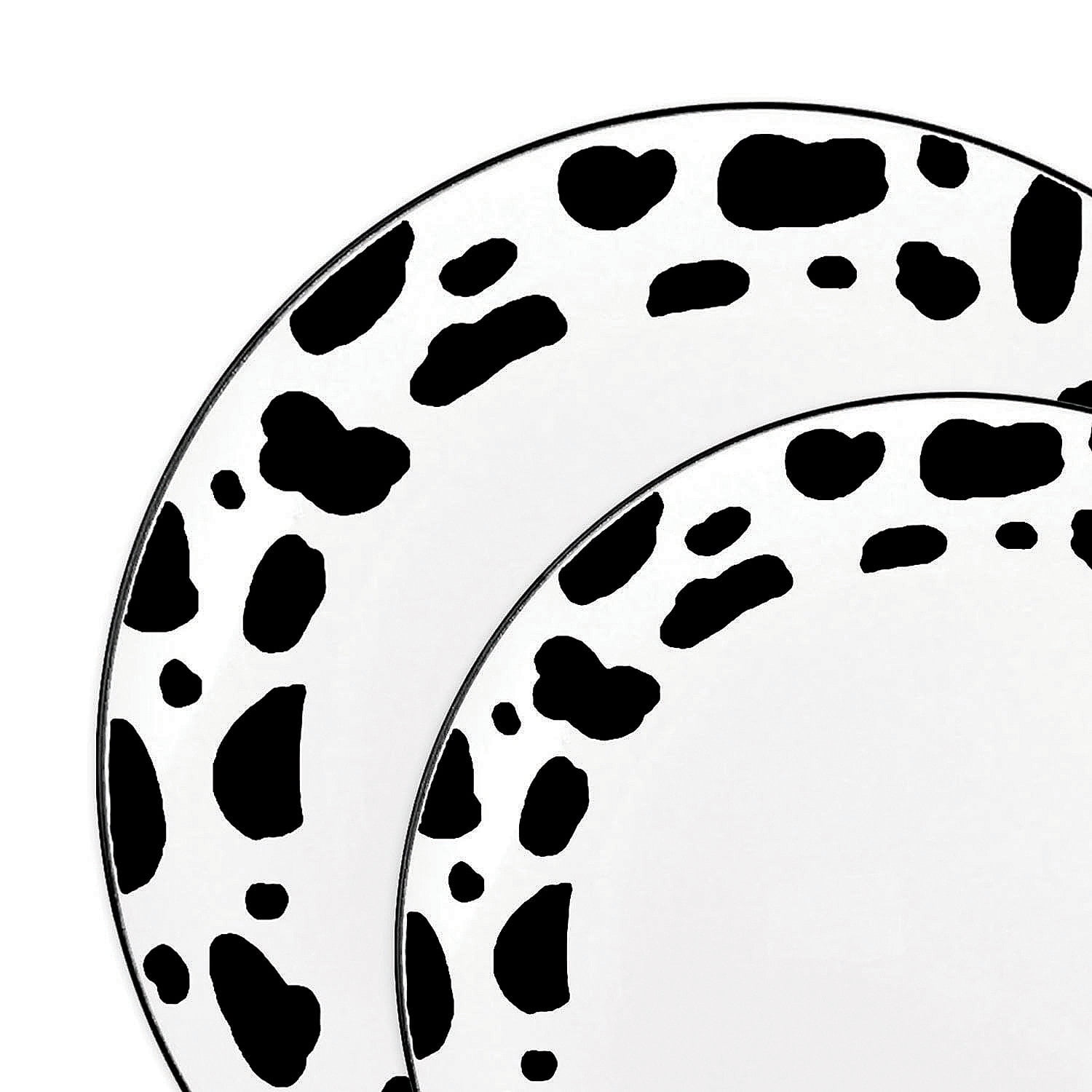 Fun Express White with Black Dalmatian Spots Round Disposable Plastic