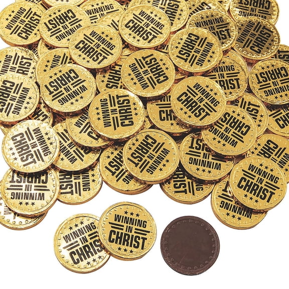 Fun Express Winning in Christ Gold Chocolate Coins - 75 Pieces