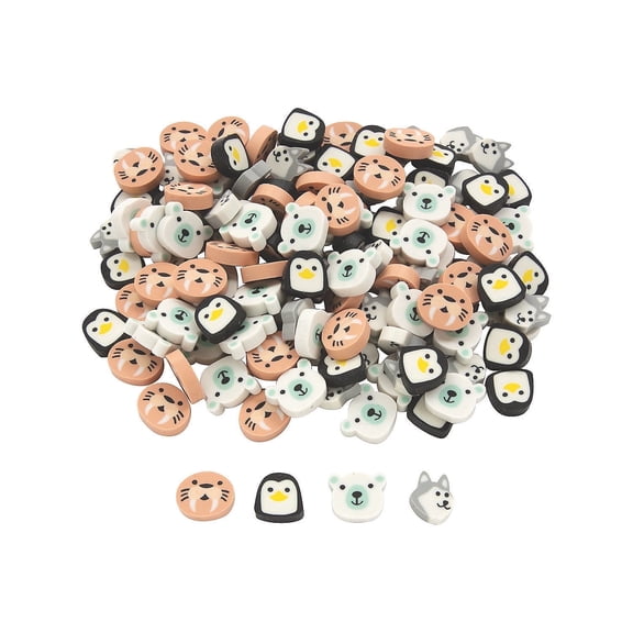 Fun Express Winter Animals Mini Erasers Bulk Set - Perfect for Stationery Classroom Supplies Winter-Themed Fun & Functional Designs - Ideal for Kids & Teachers Great for Winter Parties - 144 Pieces