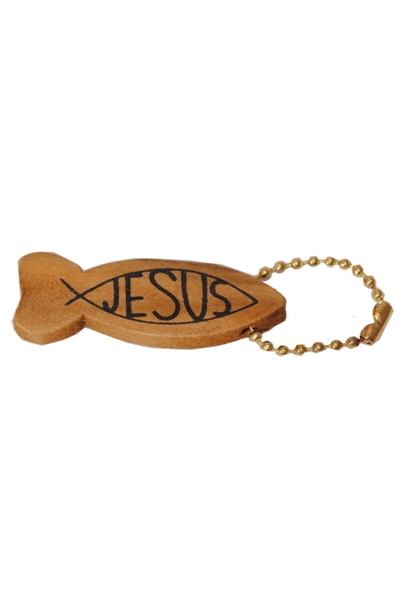 Wooden Jesus Fish Keychains - Religious Party Events Christian Gatherings Gift Giving and Faith-Based Celebrations - Unique and Durable Design Lightweight and Easy to Carry - 12 Pieces