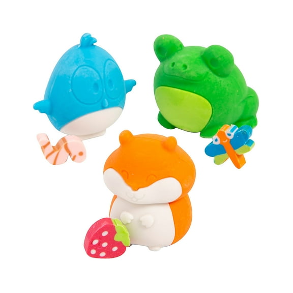 Fun Express Woodland Animal Surprise Inside Erasers - 18 Pc