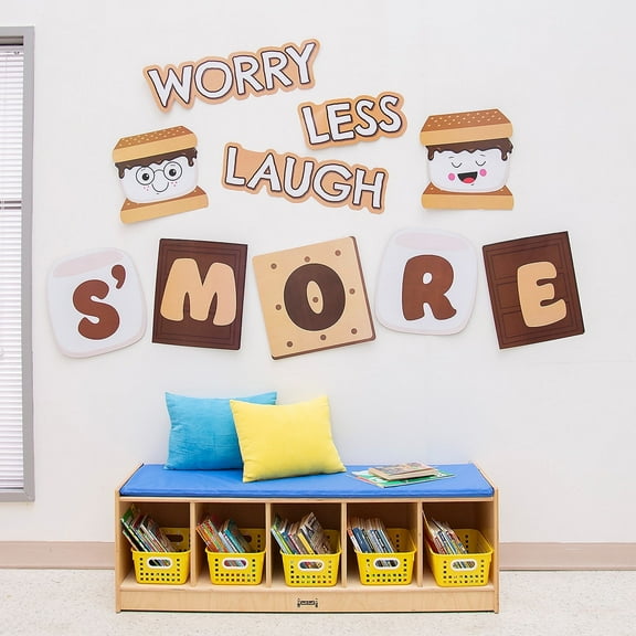Fun Express Worry Less Laugh S'more Classroom Wall Dcor & Inspirational Wall Art Set  Motivational Quotes Classrooms Offices & Special Spaces  Perfect for Fun & Uplifting Environments  10 Pieces
