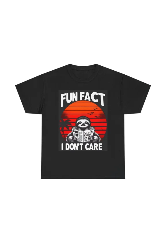 Fun Fact I Don’t Care Sloth Humor Sarcasm Graphic Unisex T-Shirt, up to size 5XL