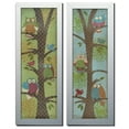 thumbnail image 1 of Fun Fantasy Owl Panels; Perfect for a Child's Room or Nursery; Two White framed 6x18in Prints; Ready to hang! Green/Blue/Brown, 1 of 1