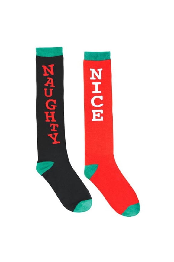 Christmas Naughty and Nice Adult Knee Socks (1 pair)