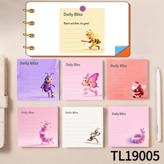 Fun - Filled Insect - Themed Sticky Notes (3.54×3.54 inches) 100-pack with105 Emoticon Stickers, Leaving Temporary Messages, Suitable for Various Surfaces, Perfect for Neat Note - Making