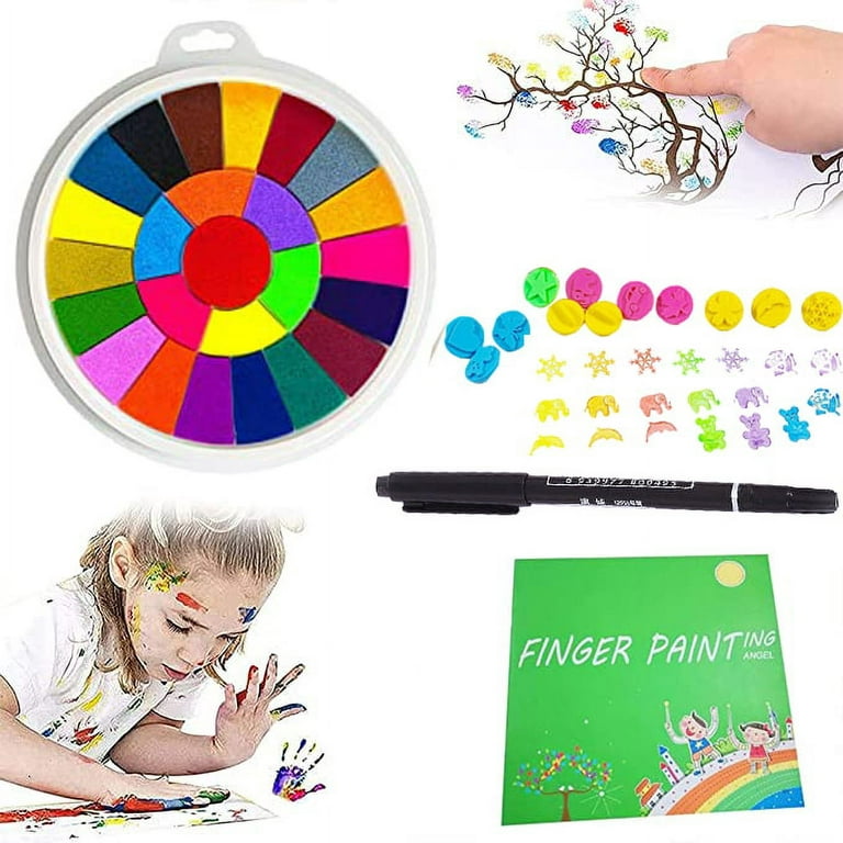 Fun Finger Paint Kit, Paint for toddlers, Finger Paint, Non-Toxic,  Washable, Painting Supplies for Kids Drawing, 25 Colors with Painting Book  