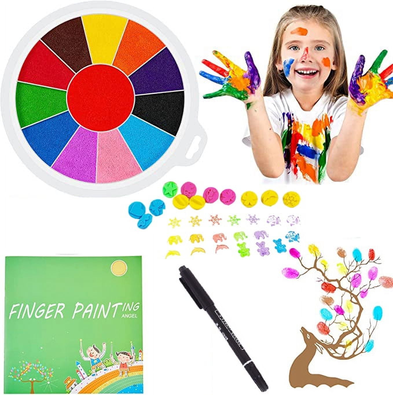 Funny Finger Painting Kit and Book,12 Color Washable Finger Drawing for  Toddlers Non-Toxic Children's Paints Painting Supplies for Drawing finger