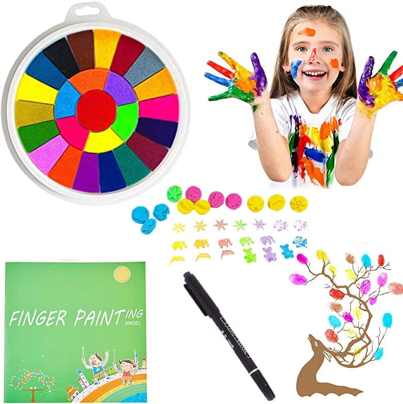 Funny Finger Painting Kit and Book - 12 Color Finger Painting Kit for Kids  Ages 4-8, Finger Drawing Crafts Mud Painting Kit for Painting DIY Crafts