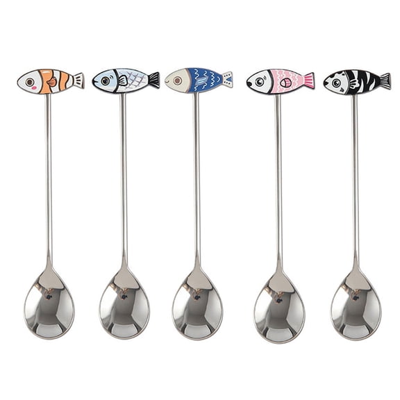 Fun Fish Cats Themed Nonrust Steel Coffee Spoon Dishwasher Safe Sturdy Construction For Professional Home Use