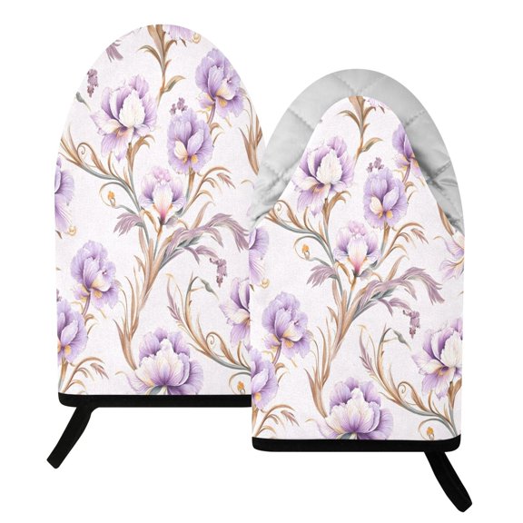 Fun Fish Mouth Oven Mitts 9.5x5.7in Cotton Pot Holders Heat Resistant Grill Gloves for Kitchen BBQ Decor Lavender Iris Swirl