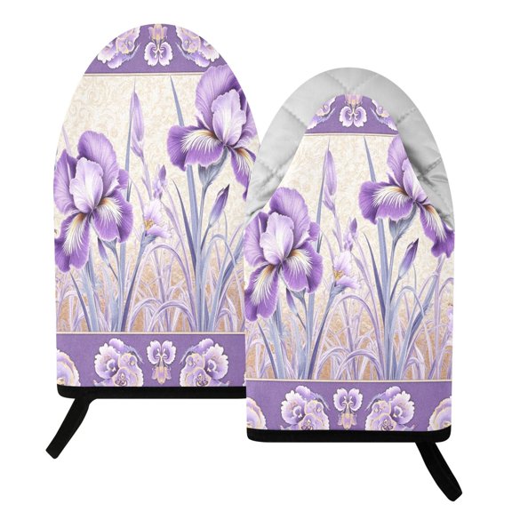 Fun Fish Mouth Oven Mitts 9.5x5.7in Cotton Pot Holders Heat Resistant Grill Gloves for Kitchen BBQ Decor Violet Floral