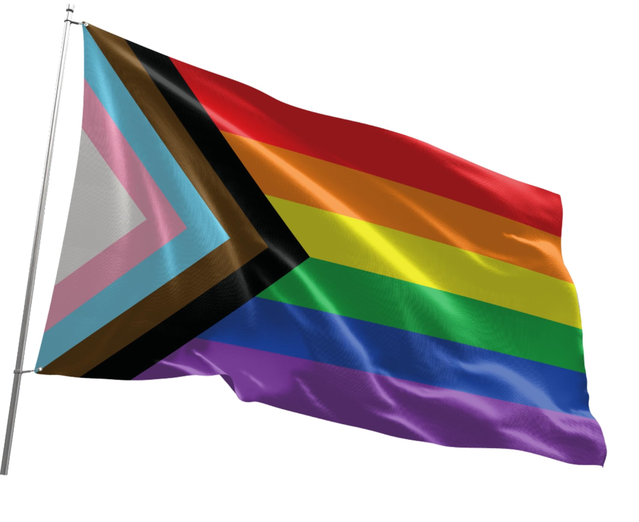 Fun Flags Progress Pride Rainbow Flag - Durable and Weather Resistant Beach Flags, Vibrant Color Pride Banner, 3x5 Indoor And Outdoor Flag, Yard Lawn Outdoor Decor