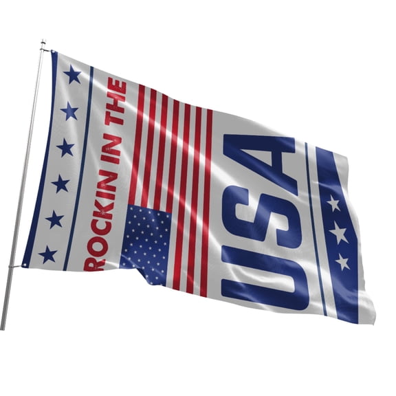 Fun Flags Rockin In The USA Flag - Durable and Weather Resistant Patriotic Flags, Vibrant Color American Banner, 3x5 Indoor And Outdoor Flag