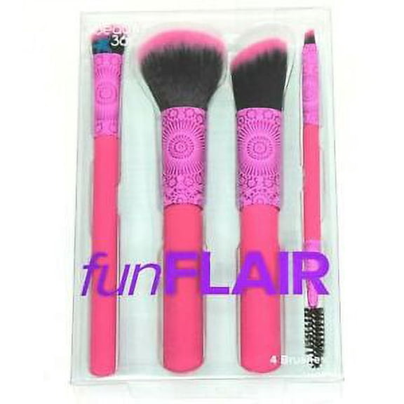 Fun Flair MakeUp Brush Set Pink Powder Foundation Eyeshadow Lip and Lash