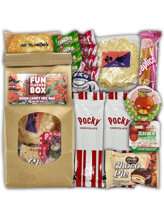 Asian Snack Candy Mix Bag, Sweet Treats, Cookies Variety Pack 20 Ct Care Package