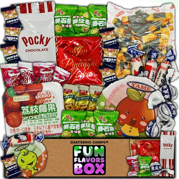 Fun Flavors Box Asian Snacks (30 Count) Candy Snack Box Variety Pack Gift Care Package